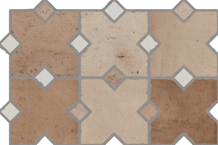 Fliese in Patchwork Steinoptik braun 40x60 cm „Kurios Cotto“ Feinsteinzeug