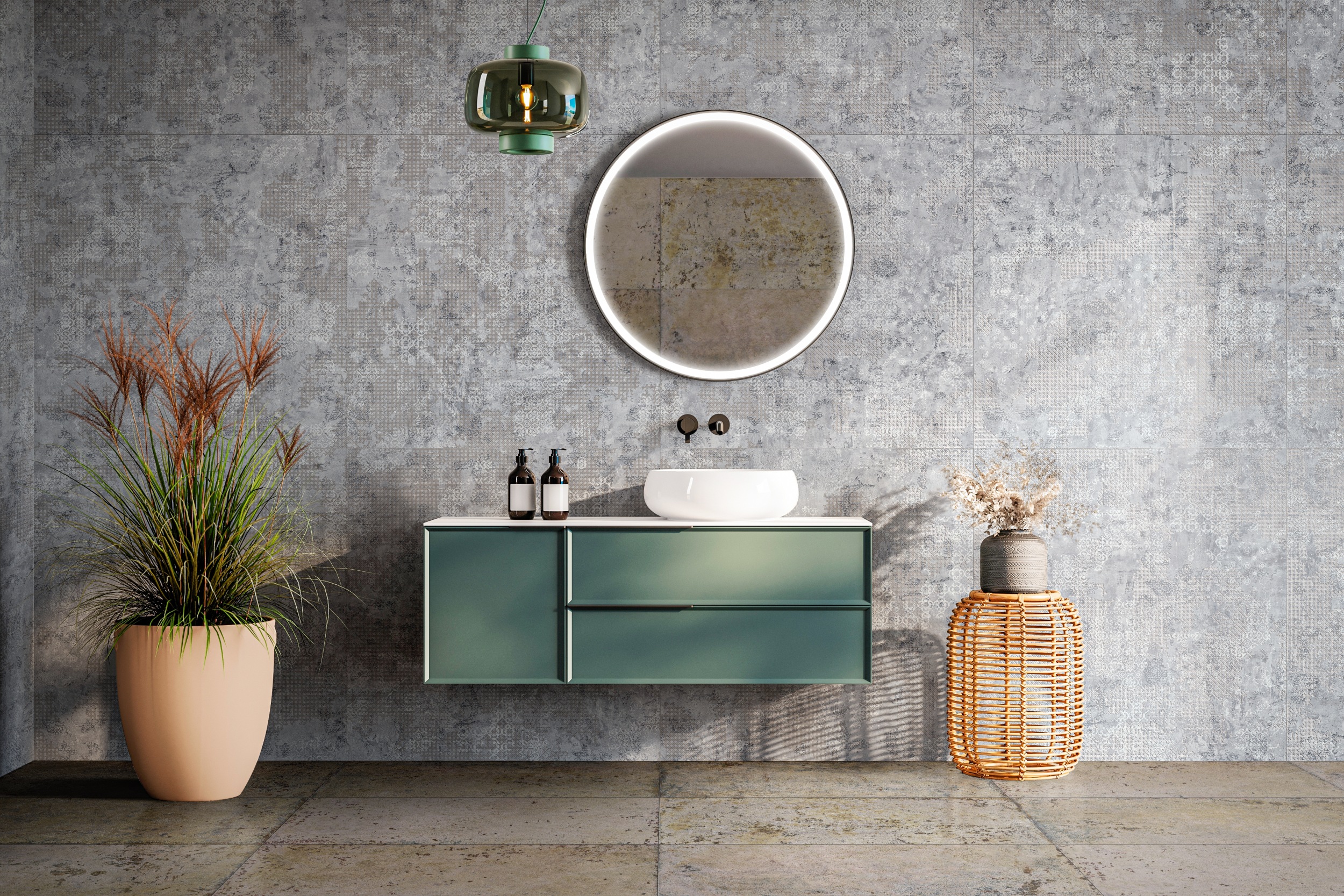Aparici Wandfliese Teppichoptik Rug Grey im Wohnzimmer Fliese Vintageoptik grau Aparici Wandfliese Teppichoptik Rug Grey im Wohnzimmer Fliese Vintageoptik grau