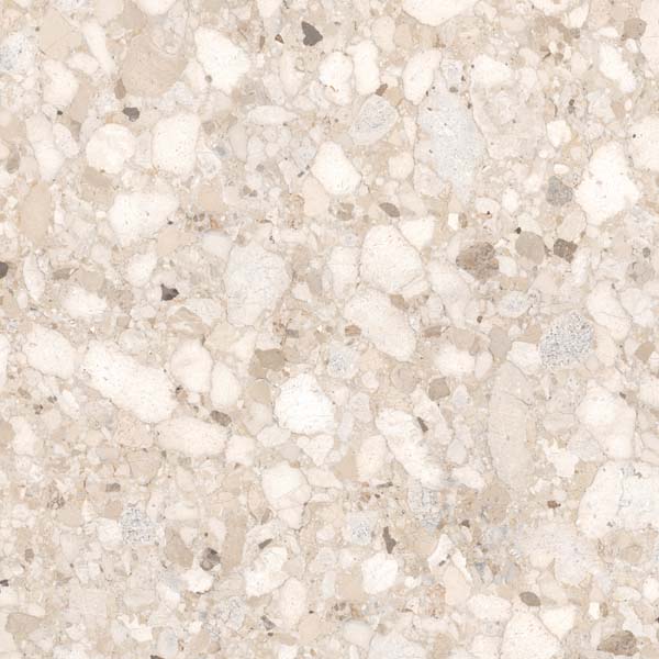 Fliese Terrazzo-Steinoptik beige 120x120 cm "Veni Beige" matt rektifiziert 