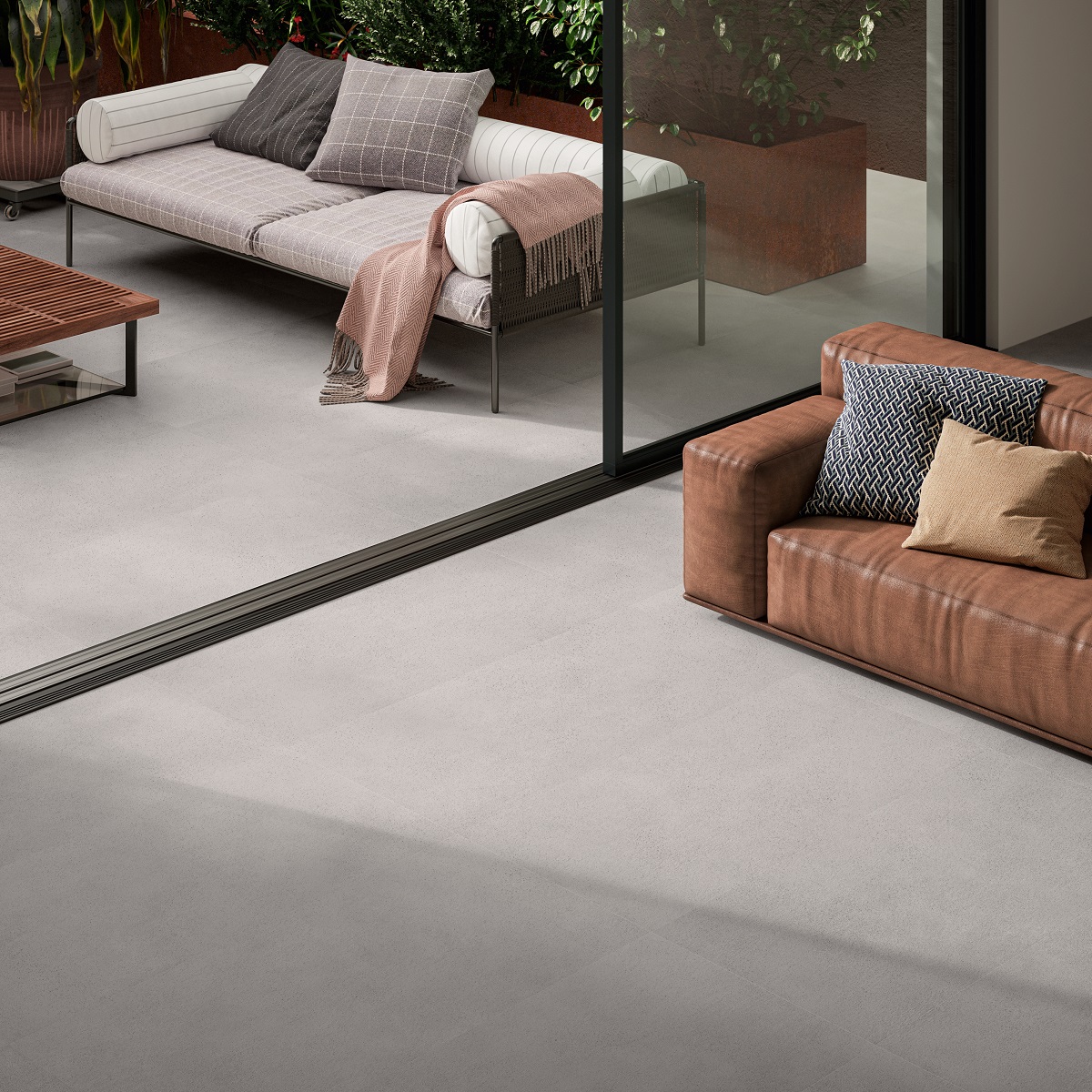 Fliese Betonoptik grau-weiß matt 60x120 cm "Sable Pearl" rektifiziert