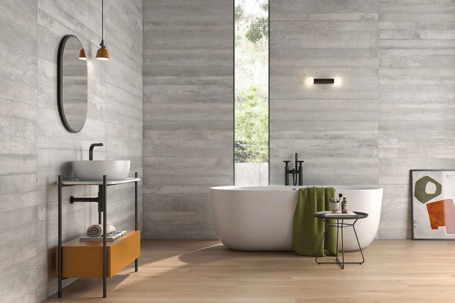 Fliese Betonoptik Großformat 60x120 cm zementgrau "Formline Perla" Sichtbetonoptik 