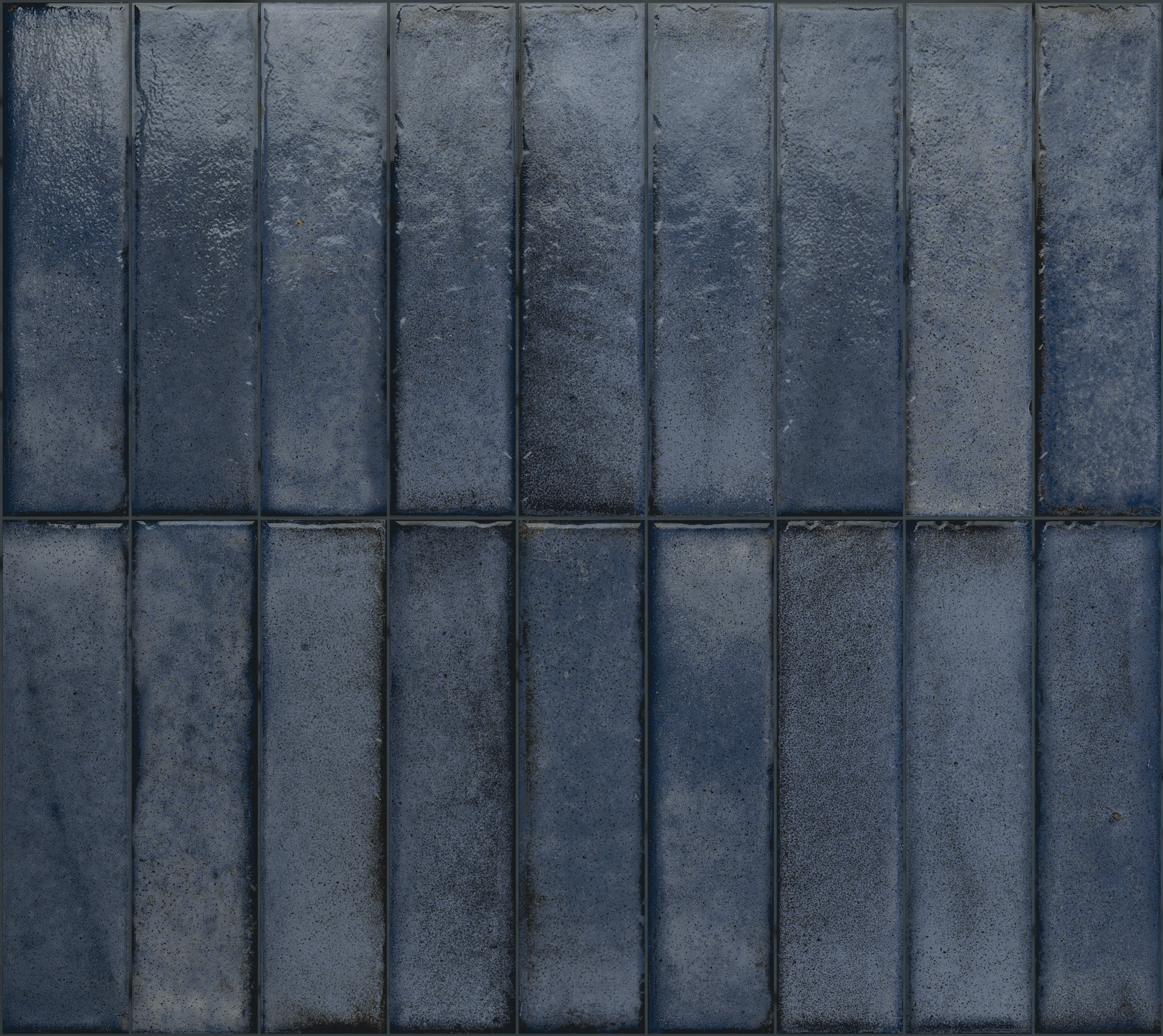 Fliese unregelmäßige Oberfläche 5x20 cm "Tetris Ocean" dunkelblau glänzend