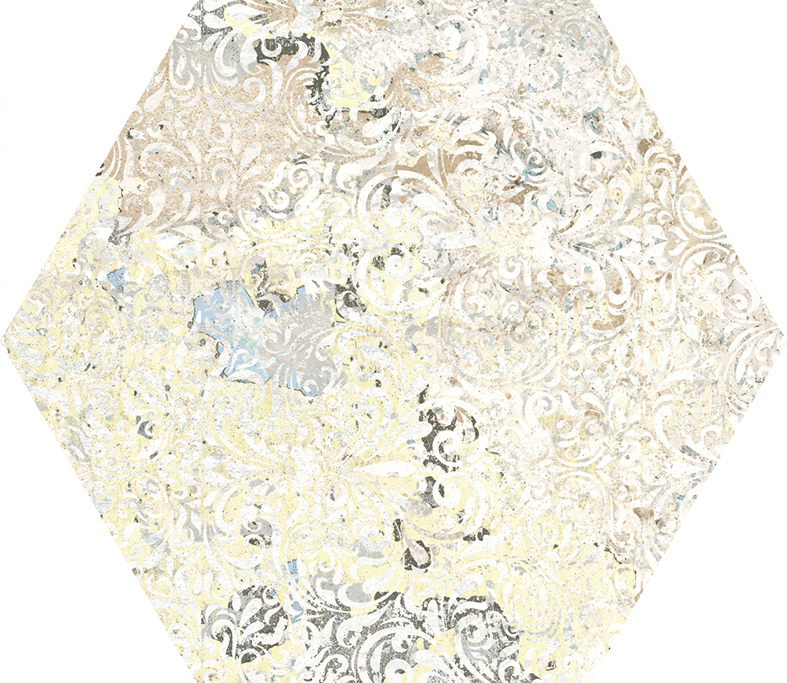 Hexagon-Fliese Vintage Teppichoptik 25x29 cm "Carpet Sand natural" Sechseck beige