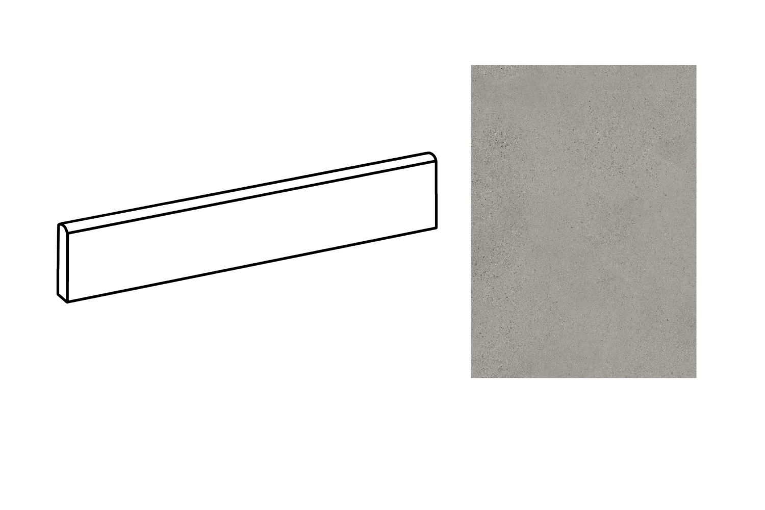 Fliesensockel warme Zementoptik grau 7,3x60 cm "Logico Grey" Betonoptik