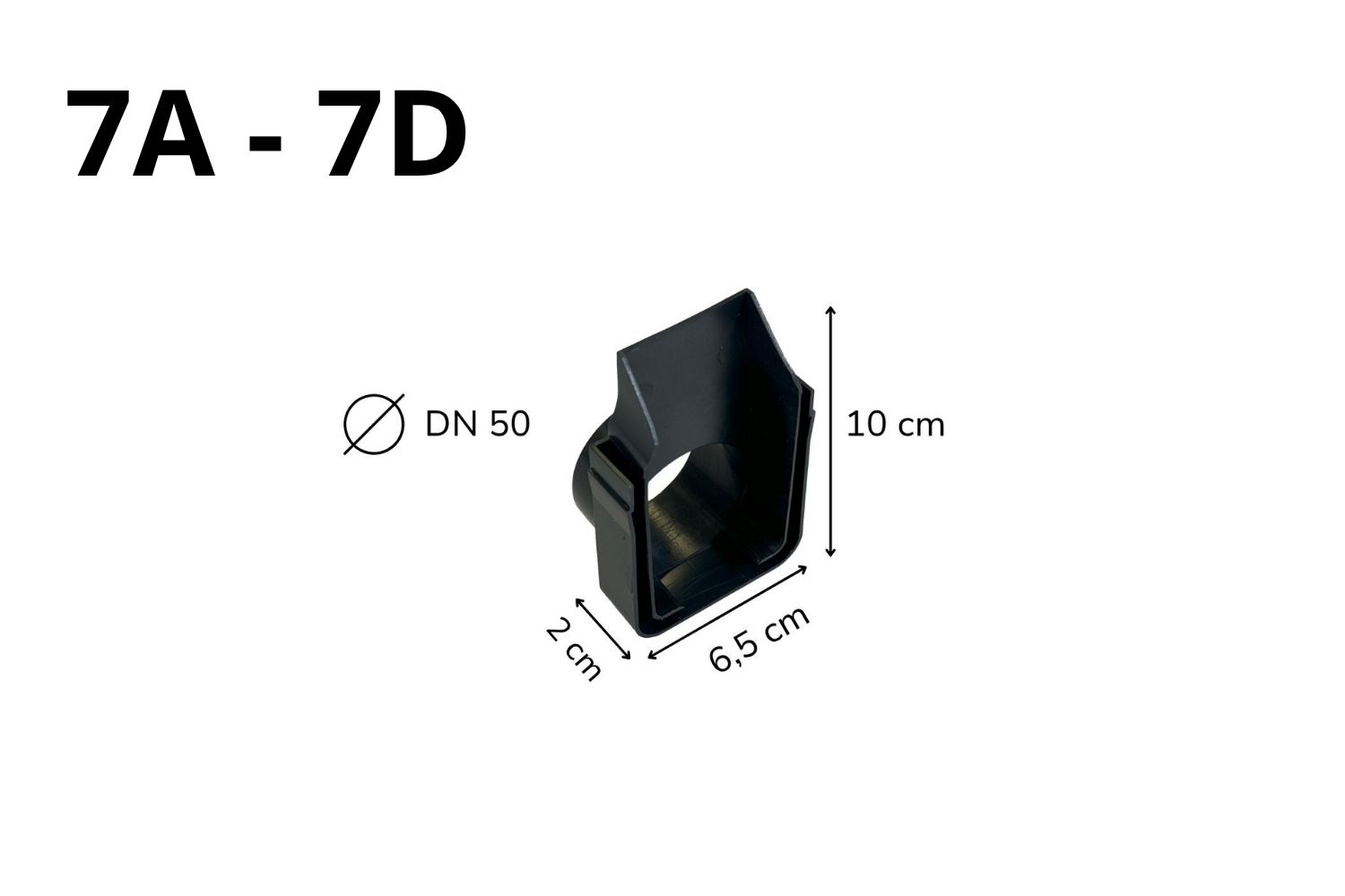 Ablaufkappe Horizontal für das Entwässerungssystems U-Drain pro schwarz, Ø50 L:2cm x B6,5cm x H:10cm