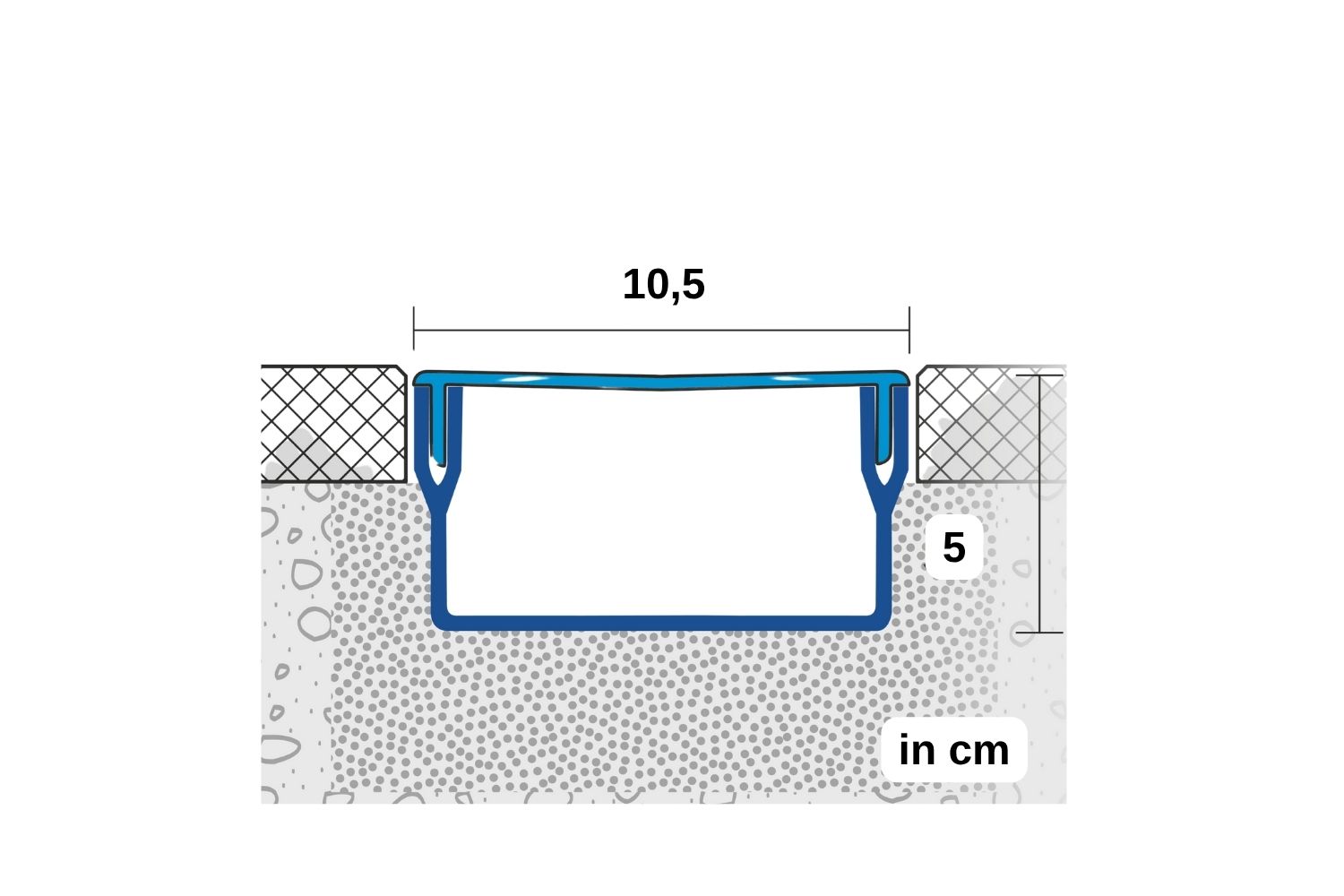 Entwässerungsschiene für Terrassen U-Drain Pro eloxiert, silber, L:100 cm, B: 10,5 cm H:50 cm
