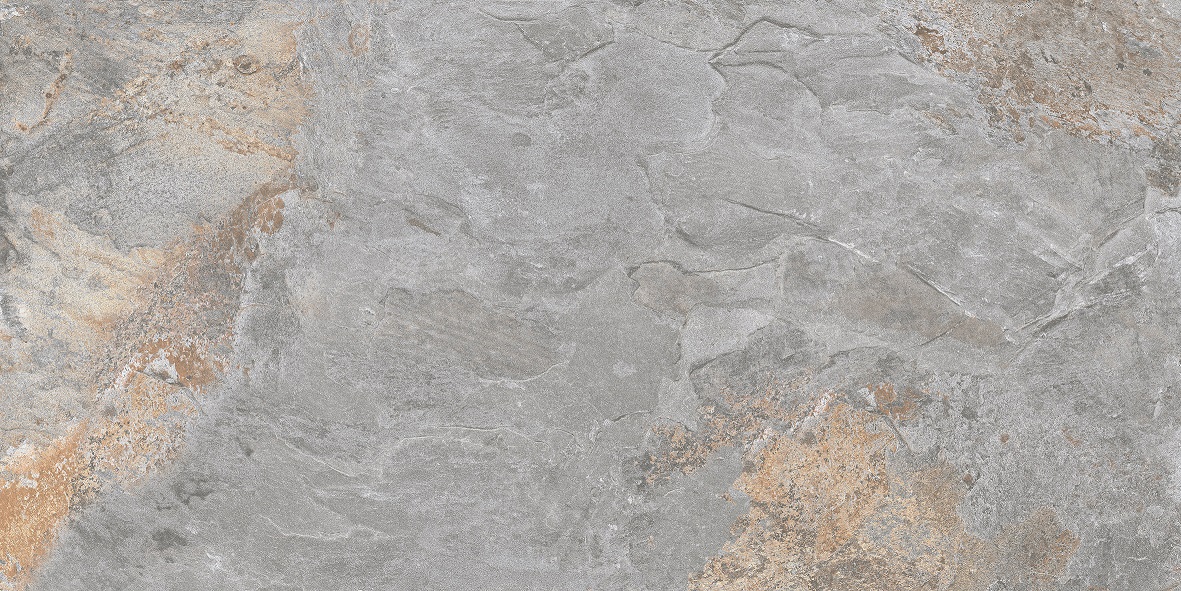 Fliese Natursteinoptik grau-silber matt 60 x 120 cm "Nebula Silver" Feinsteinzeug mit fühlbarer 3D-Steinstruktur