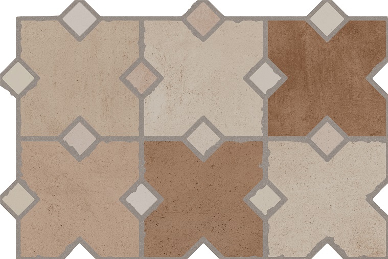 Fliese in Patchwork Steinoptik braun 40x60 cm „Kurios Cotto“ Feinsteinzeug
