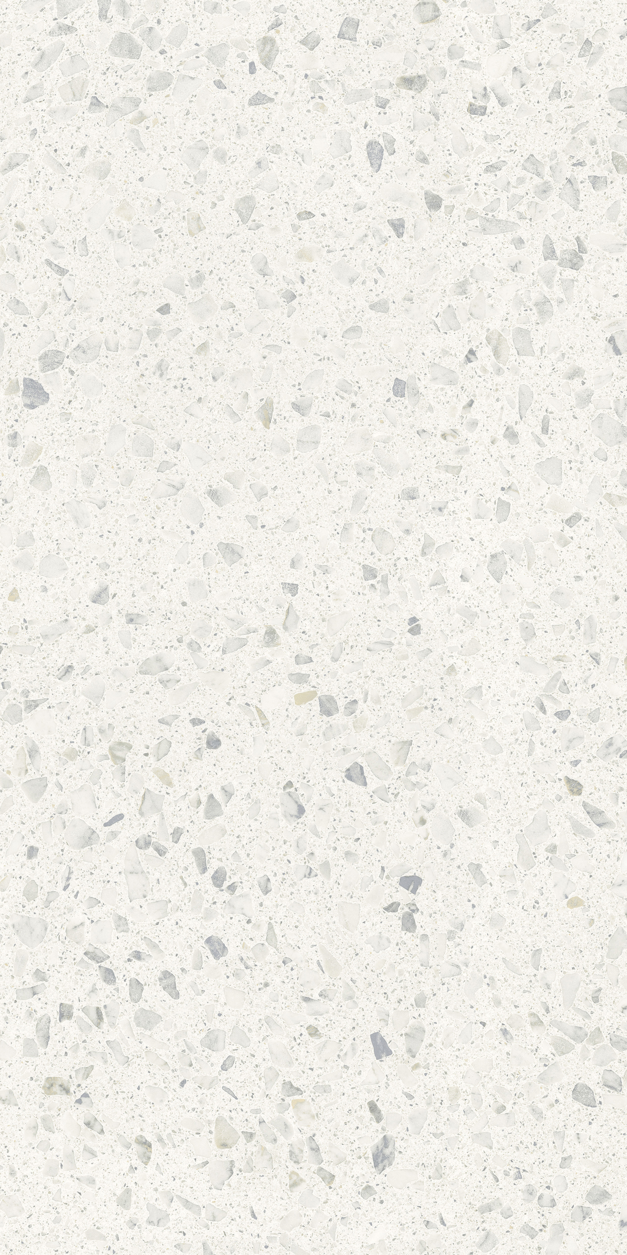Freisteller der Sant Agostino Glow Light Fliese im Format 60x120 cm mit heller Grundfarbe und feiner Terrazzo-Optik in dezenten Weiß- und Graunuancen