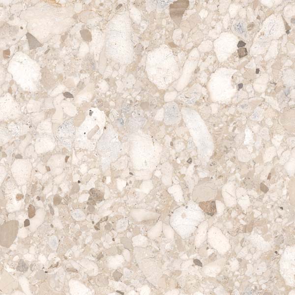 Fliese Terrazzo-Steinoptik beige 120x120 cm "Veni Beige" matt rektifiziert 