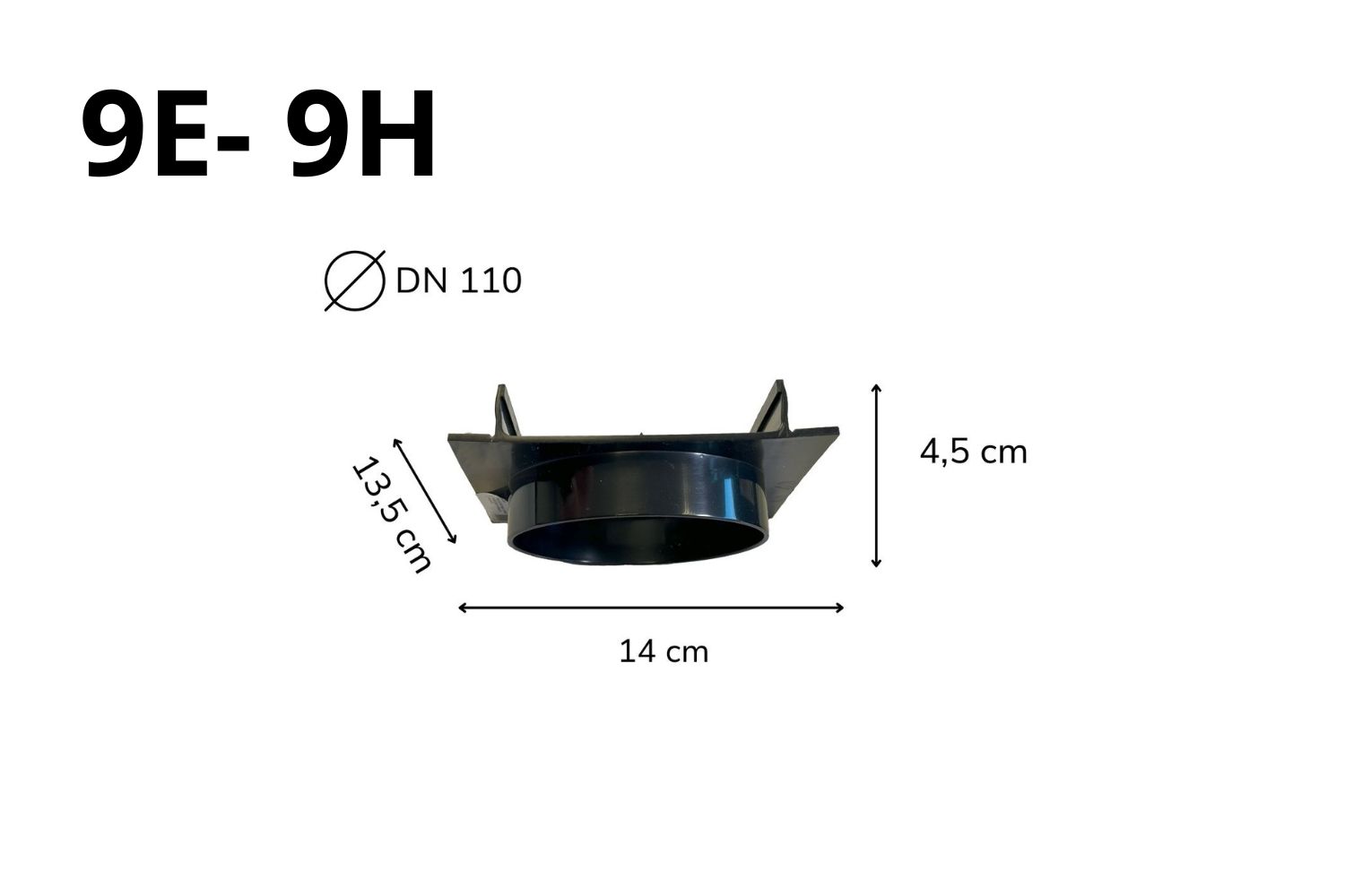 Ablaufklappe Vertikal für das  Entwässerungssystems U-Drain pro schwarz Ø110 L:13,5cm x B:14cm x H:4,5cm