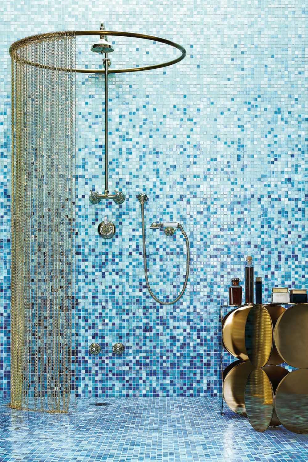 Bisazza Mosaik Farbverlauf-Set türkis-blau "Gladiolo" aus 8x 32,2x32,2cm