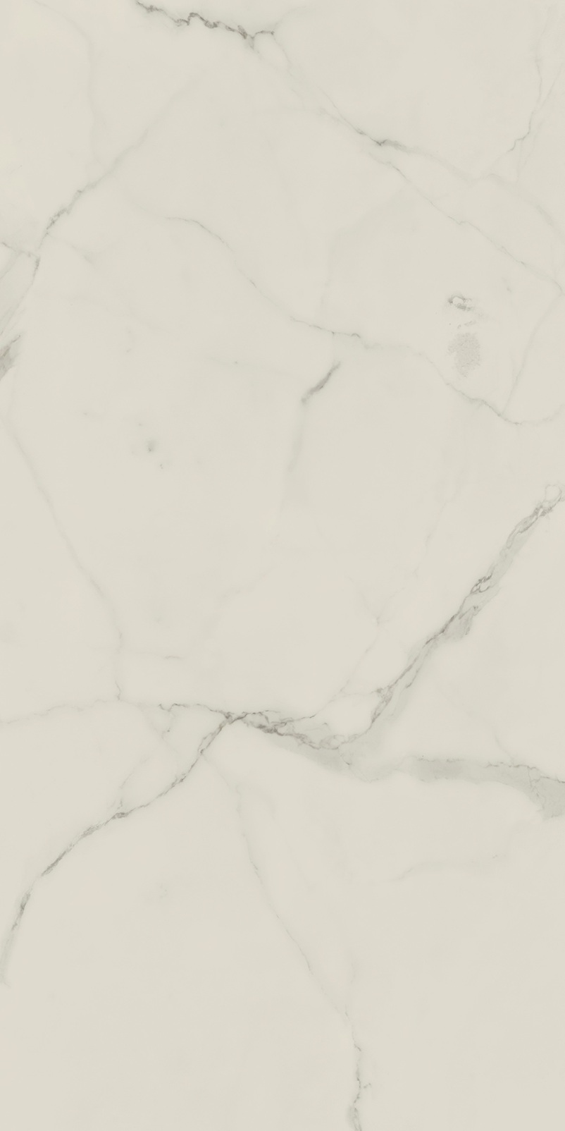 Freisteller des SPC Wandpaneels Marble Cristal im Format 46x92 cm in heller Weiß-Creme-Optik mit feiner grauer Marmoraderung und eleganter Natursteinwirkung