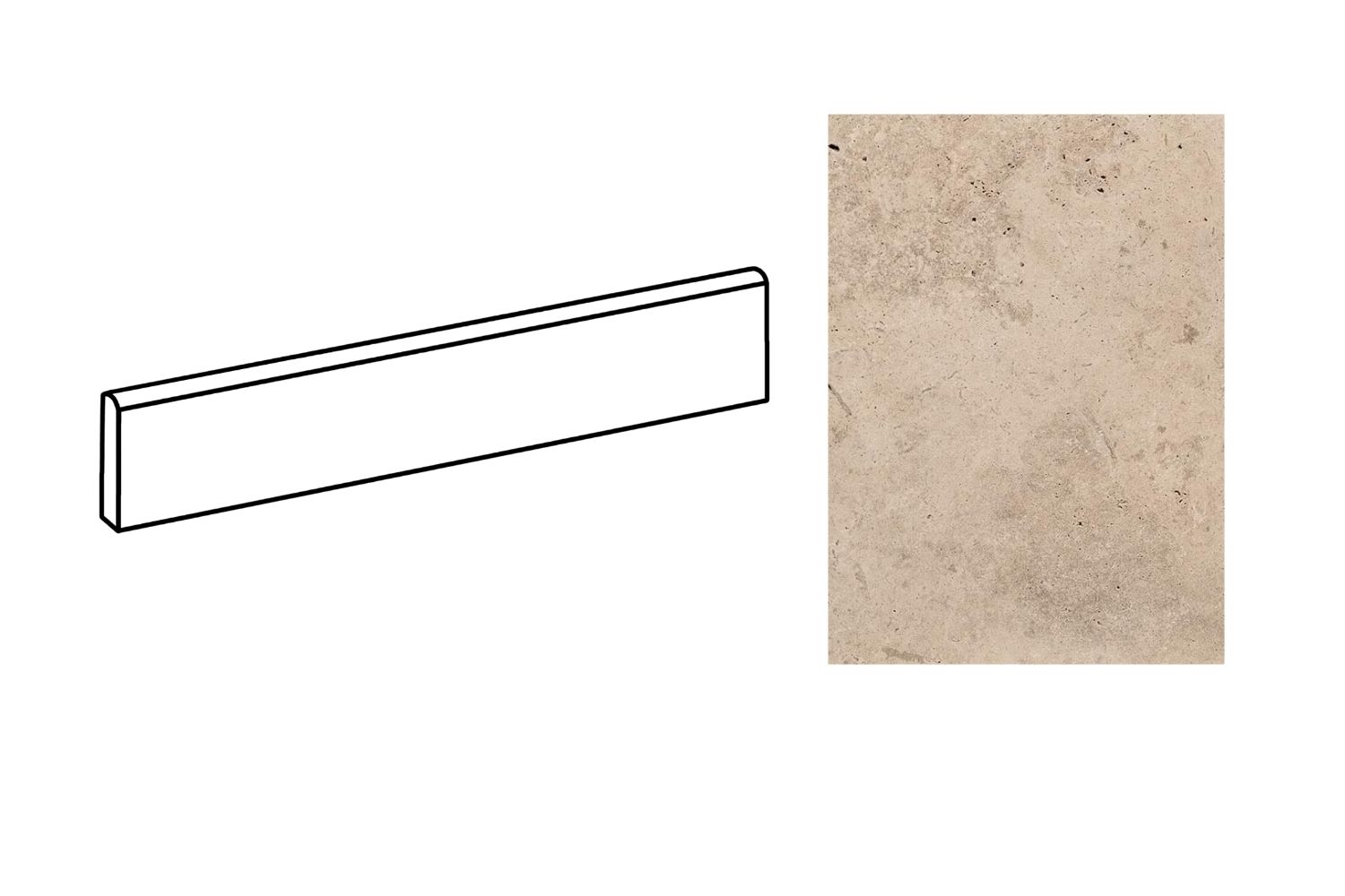 Fliesensockel Steinoptik 6,5x40 cm "In Falda Pietra Di Rapolano"