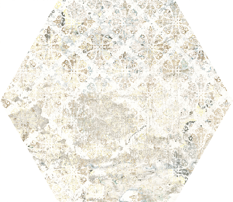 Hexagon-Fliese Vintage Teppichoptik 25x29 cm "Carpet Sand natural" Sechseck beige
