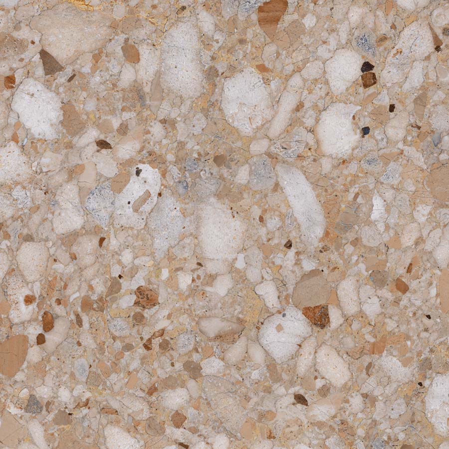 Fliese Terrazzo-Steinoptik beige matt 120x120 cm "Veni Gold" rektifiziert