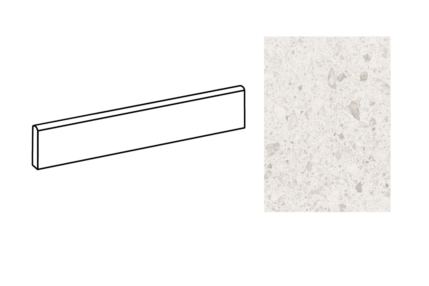 Fliesensockel Terrazzo-Optik 7x120 cm "Orobica Bianca" weiß