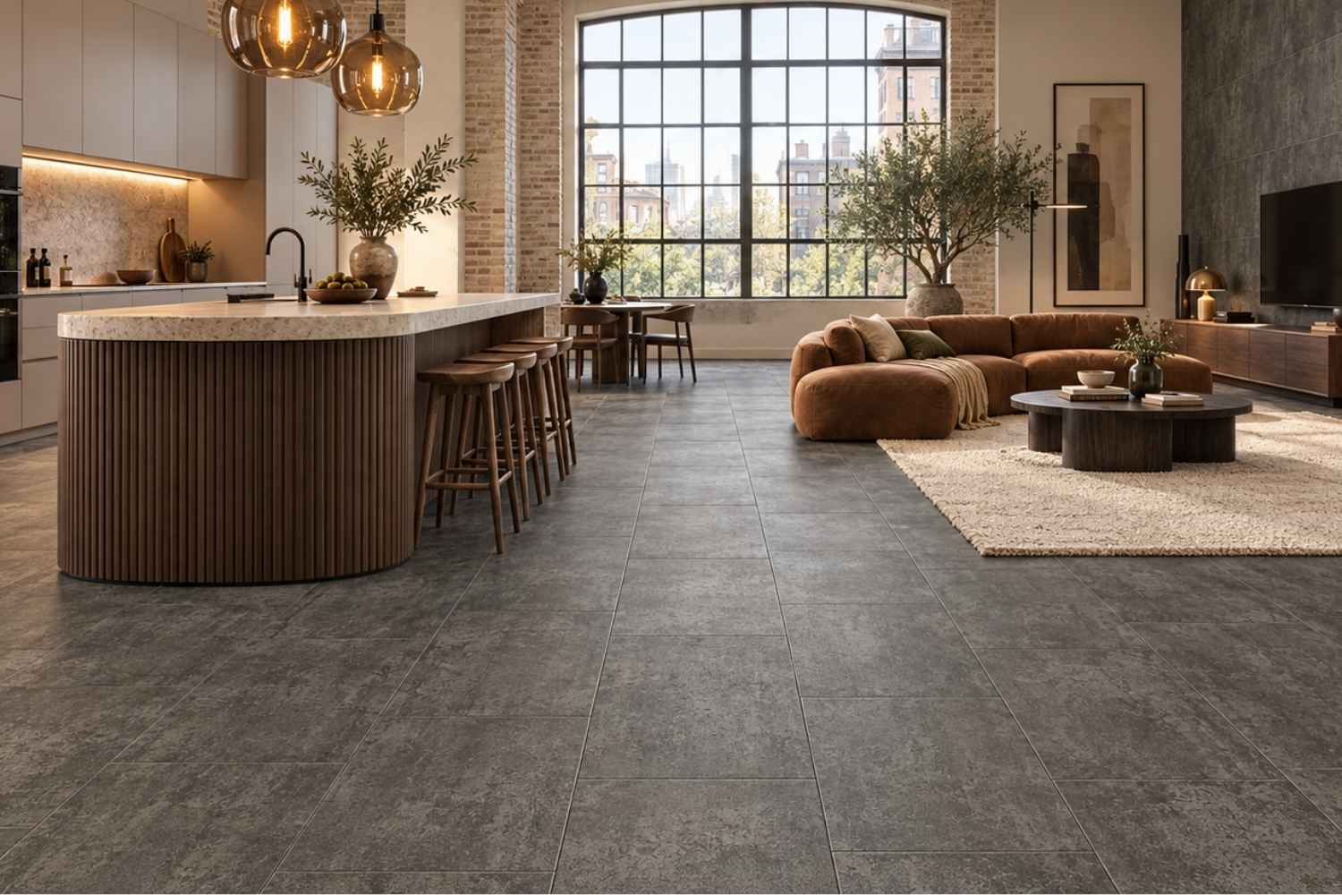 SPC Klick-Vinyl Steinoptik Anthrazit 46x92x0,6cm matt "Stone Marquina" mit Trittschalldämmung