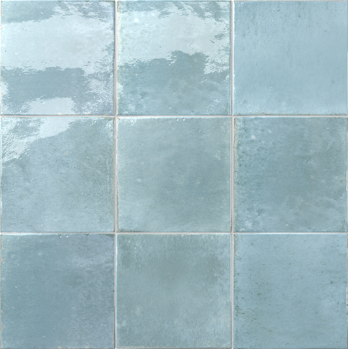 Zellige Wandfliese 15x15 cm "Agadir Agua" blau glänzend Feinsteinzeug 