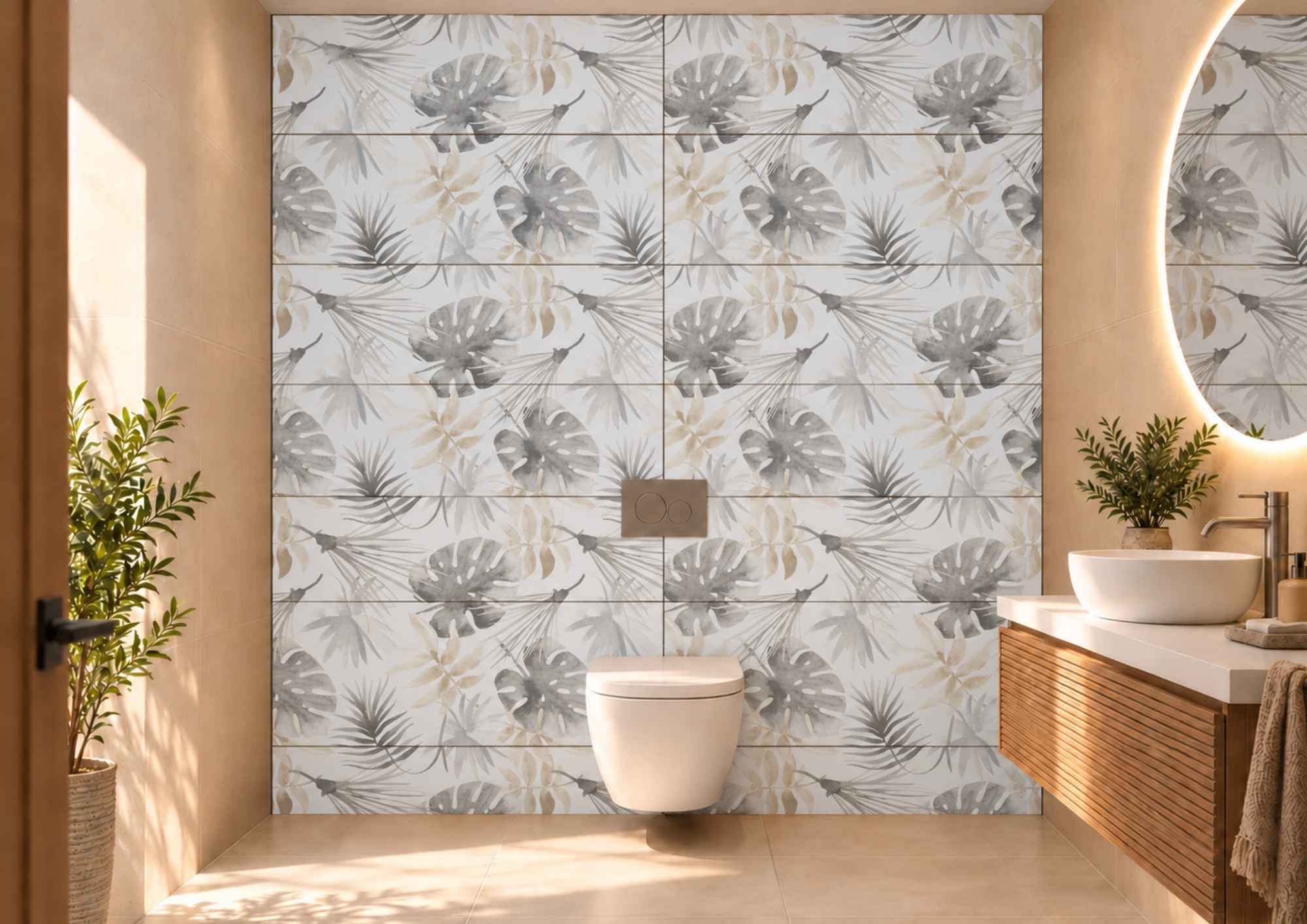 Restposten Dekor Wandfliese Wandbild 40x120cm matt "Network Palma" Steinzeug rektifiziert
