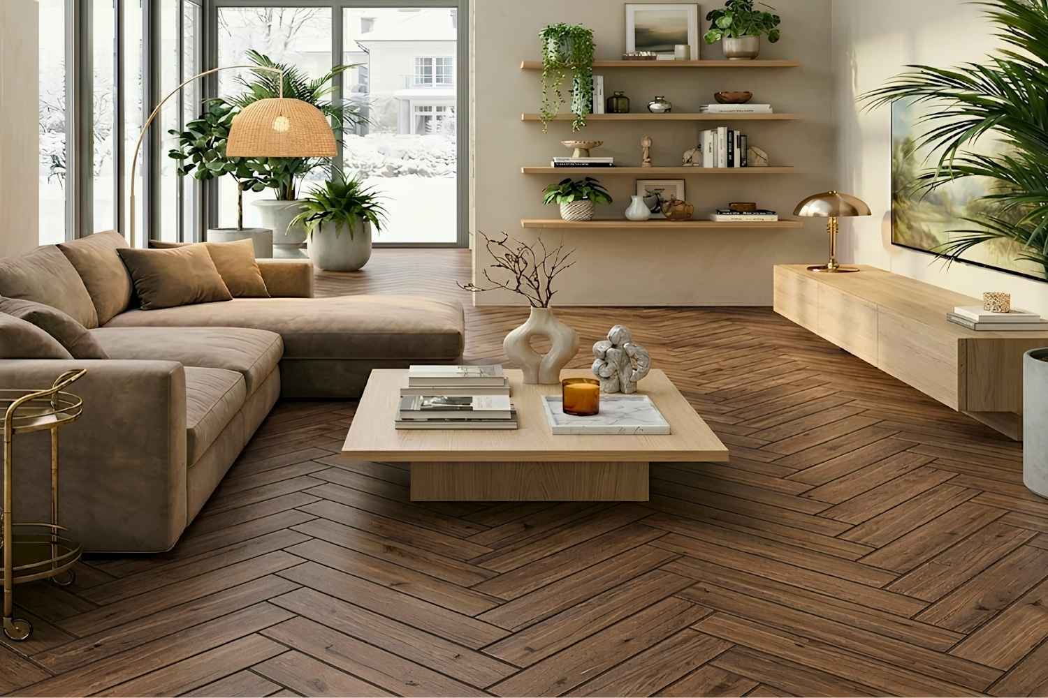 Restposten Fliese Holzoptik dunkelbraun matt 9,5 x 59 cm "Atlantica Canela" Feinsteinzeug rektifiziert