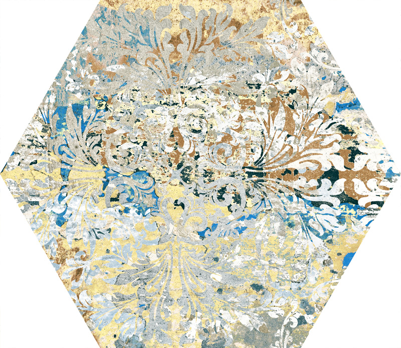 Hexagon-Fliese Vintage Teppichoptik 25x29 cm "Carpet Vestige natural" Sechseck
