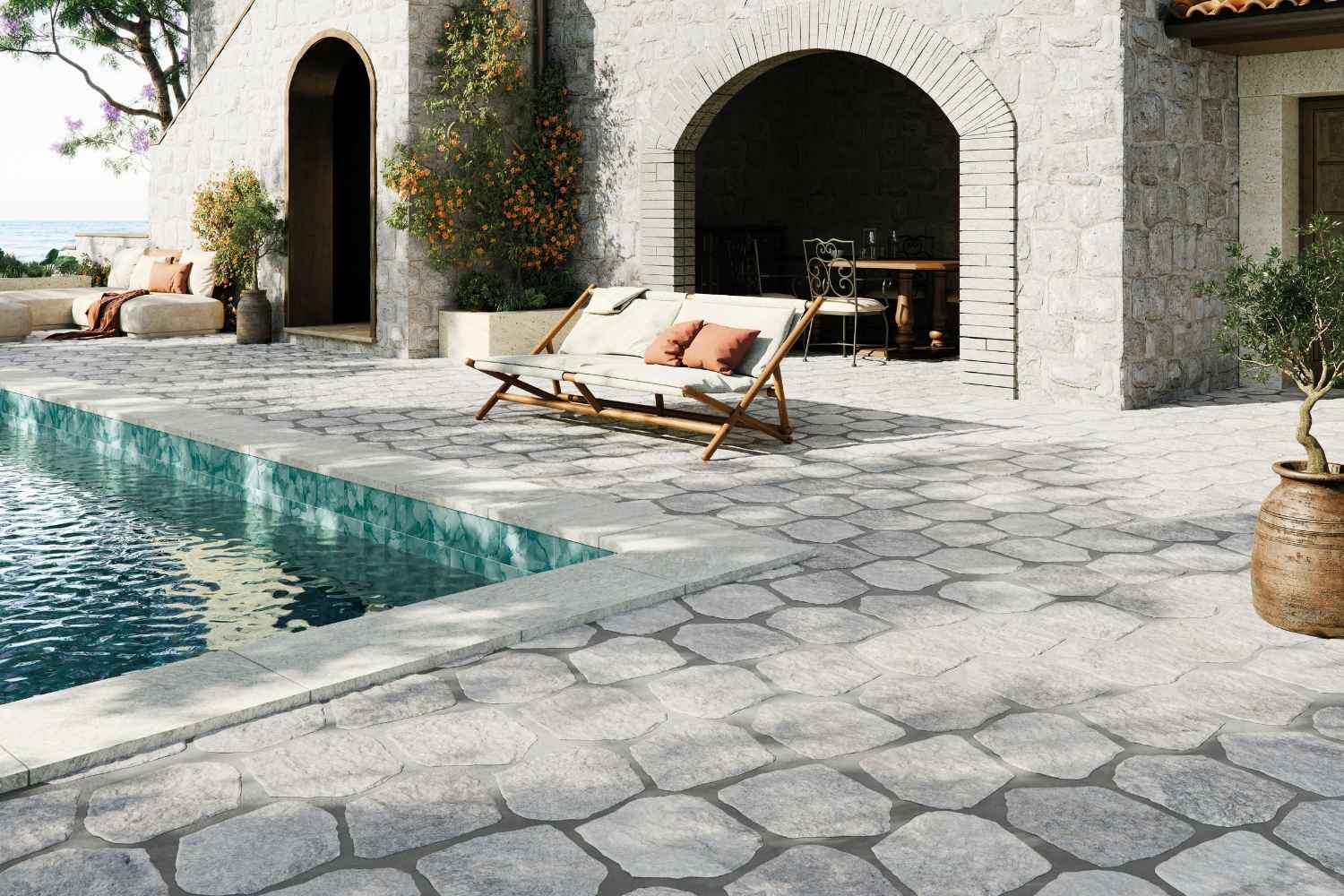 Polygonalplatten Feinsteinzeug grau 28,5x33x1cm "Cuzco Grey"