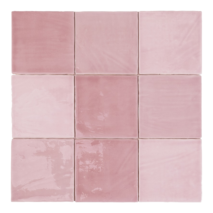 Zellige Wandfliese 15x15 cm "Marrakesh Glow Rosa" rosa glänzend 