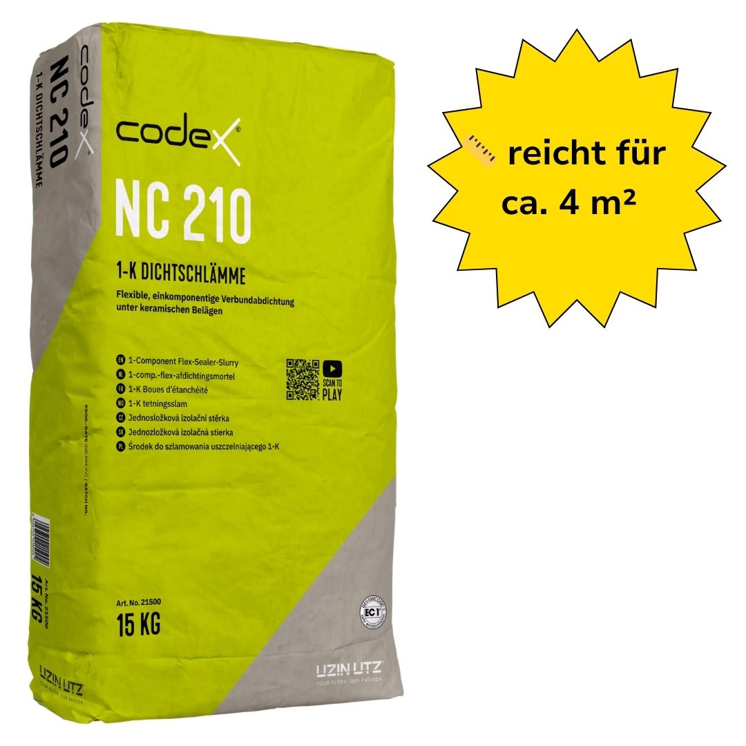 1K Dichtschlämme für Innen & Außen "Codex NC 210" Dichtungsschlämme flexibel 15 kg