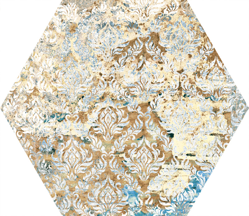 Hexagon-Fliese Vintage Teppichoptik 25x29 cm "Carpet Vestige natural" Sechseck
