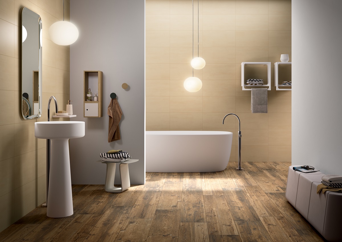 Fliese Holzoptik Lärche dunkelbraun Larix Sun