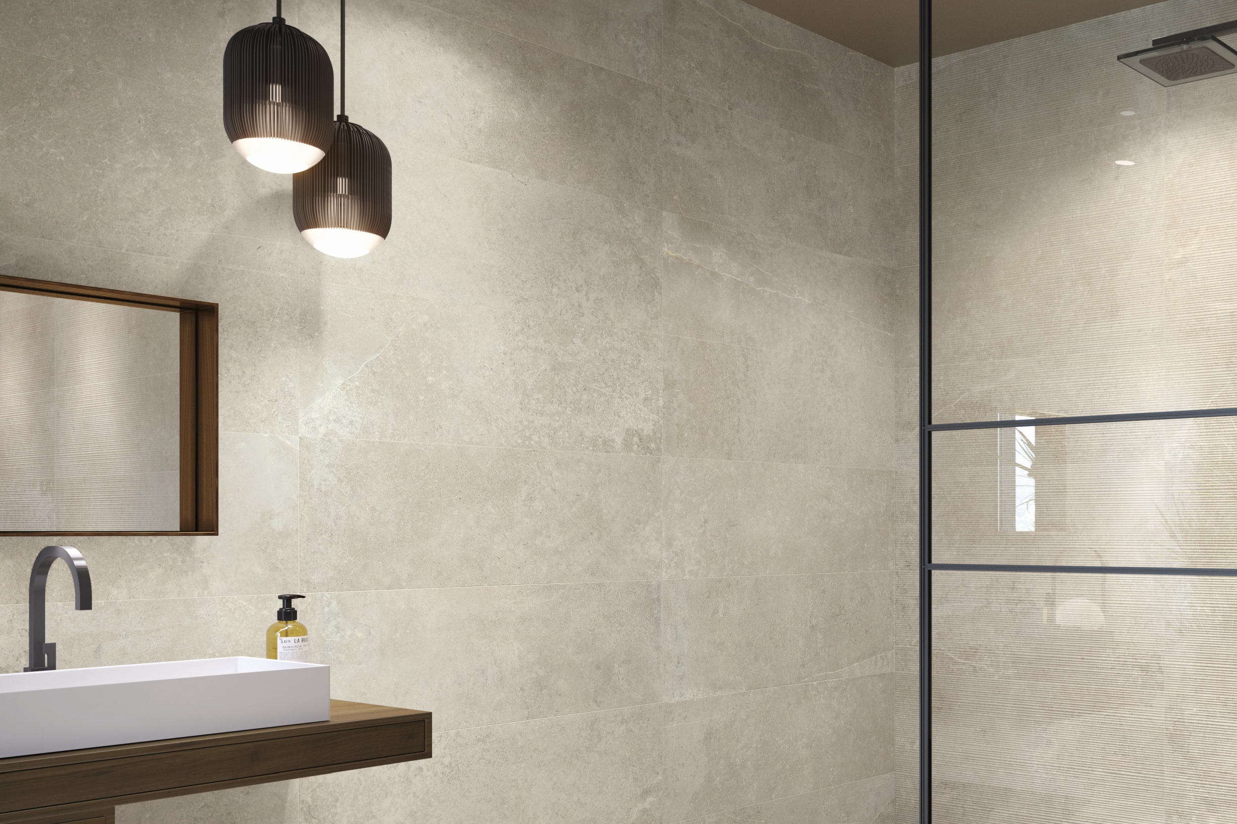 Wandfliese Steinoptik beige 30x90 cm