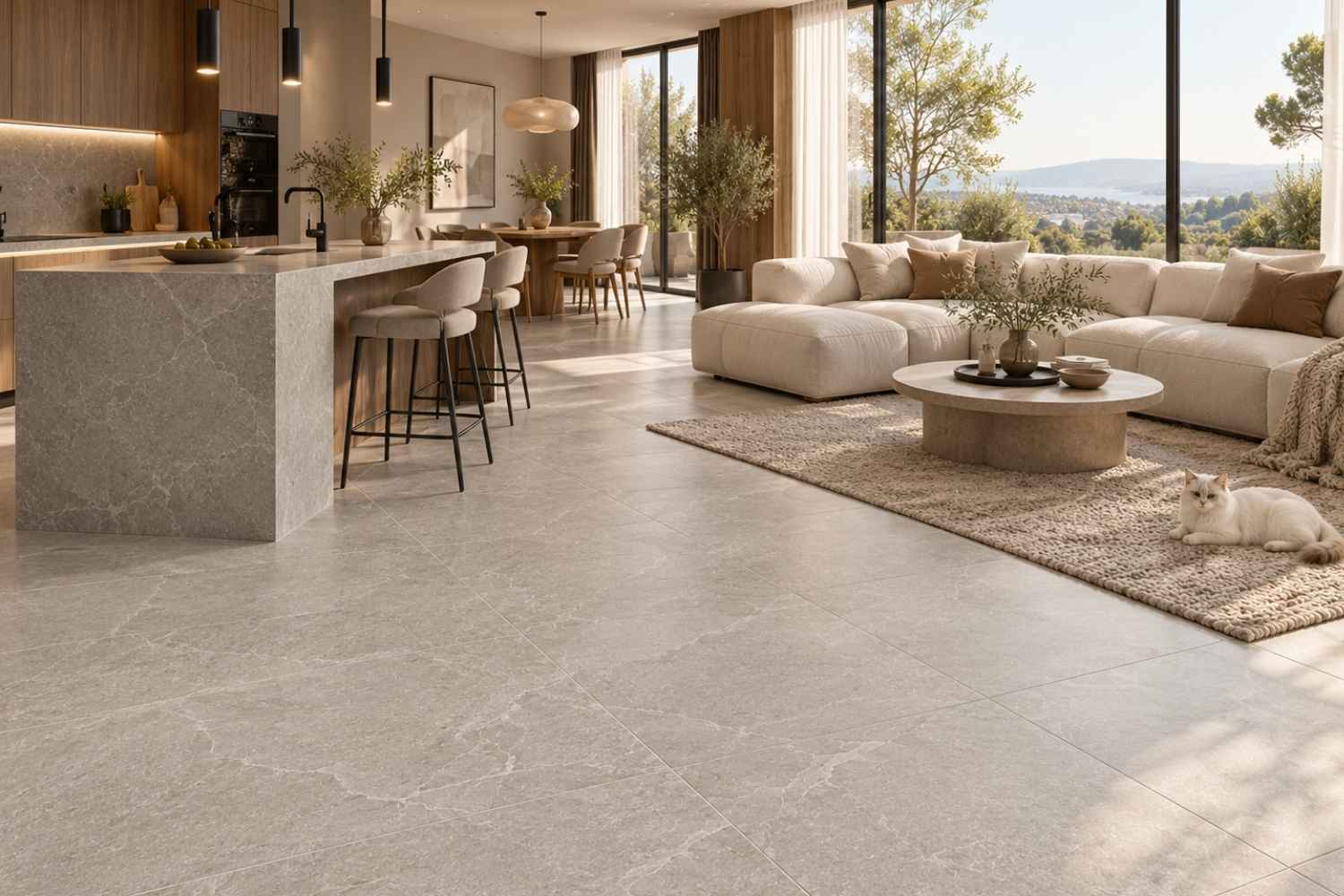 Restposten Fliese Steinoptik Grau 80x80cm matt "Kaprun grau" Kerateam Feinsteinzeug rektifiziert