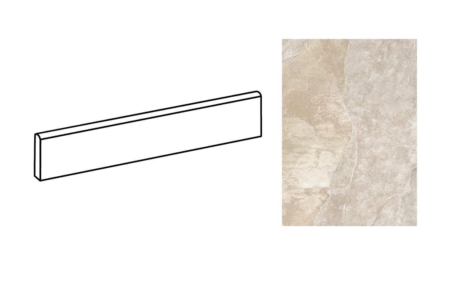 Fliesensockel edle Steinoptik 7,5x60 cm "Ardesie Beige"