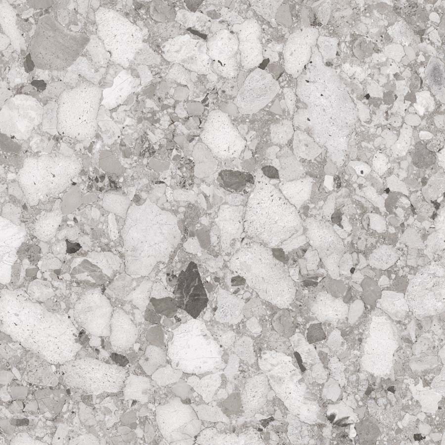 Fliese Terrazzo-Steinoptik grau matt 90x90 cm "Venistone Grey" rektifiziert