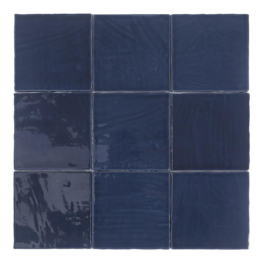 Zellige Wandfliese 15x15 cm "Marrakesh Glow Marino" blau glänzend 