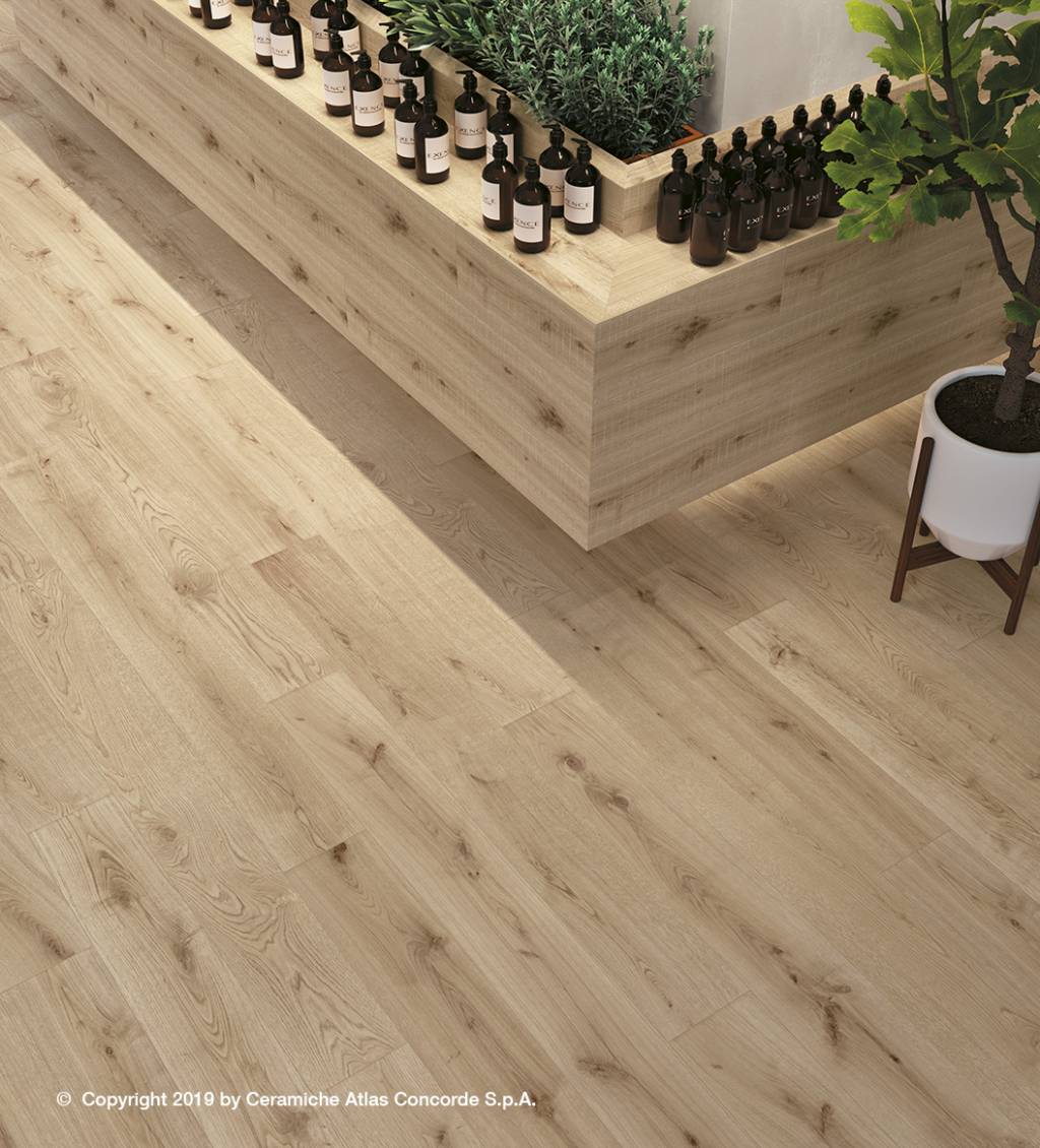 Fliese Holzoptik Eiche hellbraun Exence Vanilla Atlas Concorde