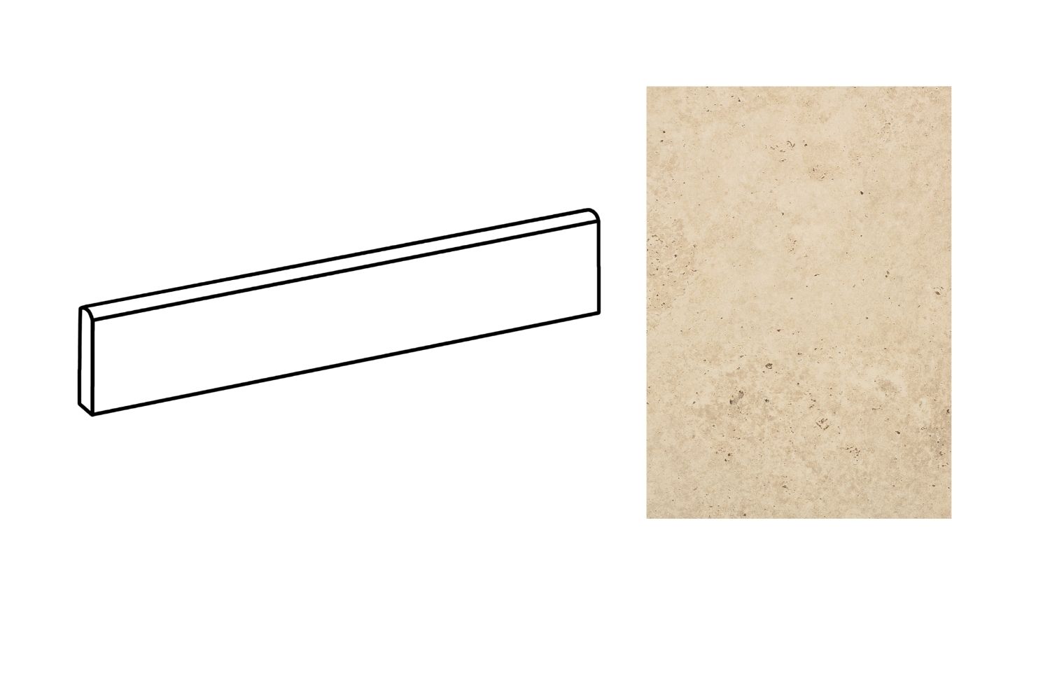 Fliesensockel Steinoptik 6,5x40 cm "In Falda Marmo Primavera"