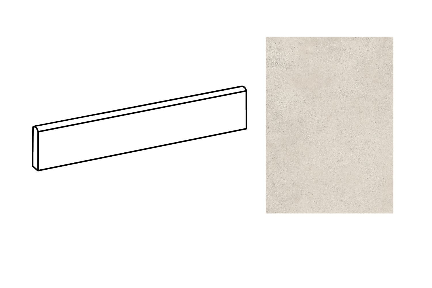 Fliesensockel warme Zementoptik hellgrau 7,3x60 cm "Logico Pearl" Betonoptik