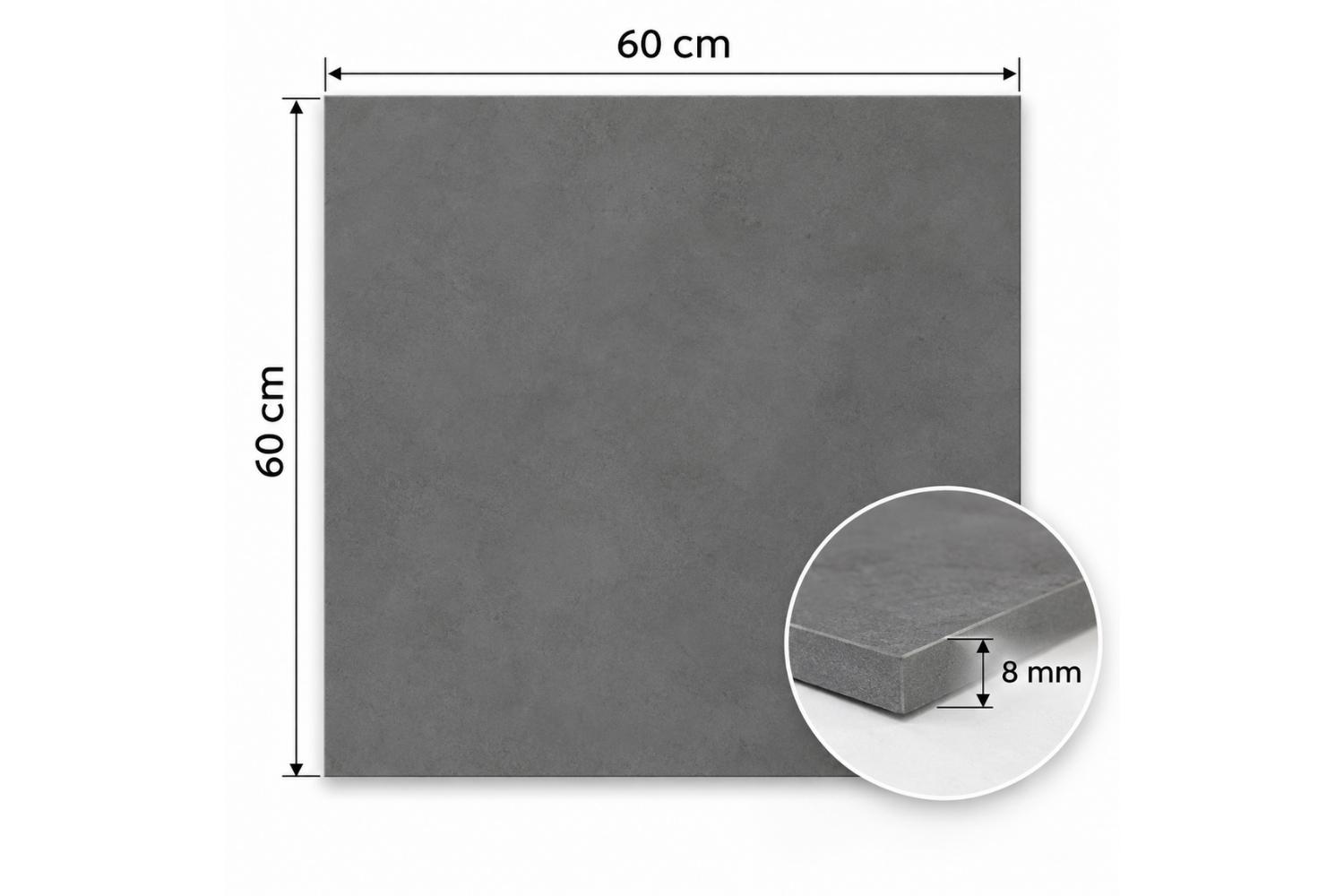 Restposten Fliese Betonoptik Dunkelgrau 60x60 cm matt "Steuler Habitat Lava" Kerateam Feinsteinzeug rektifiziert