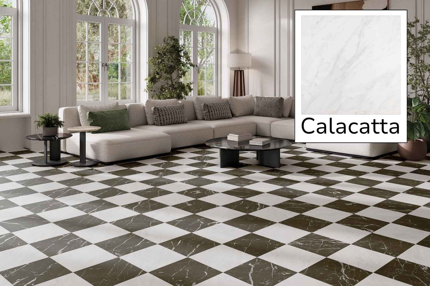 Fliese Marmoroptik weiß 33,3x33,3cm „Classic Calacatta“ Feinsteinzeug rektifiziert
