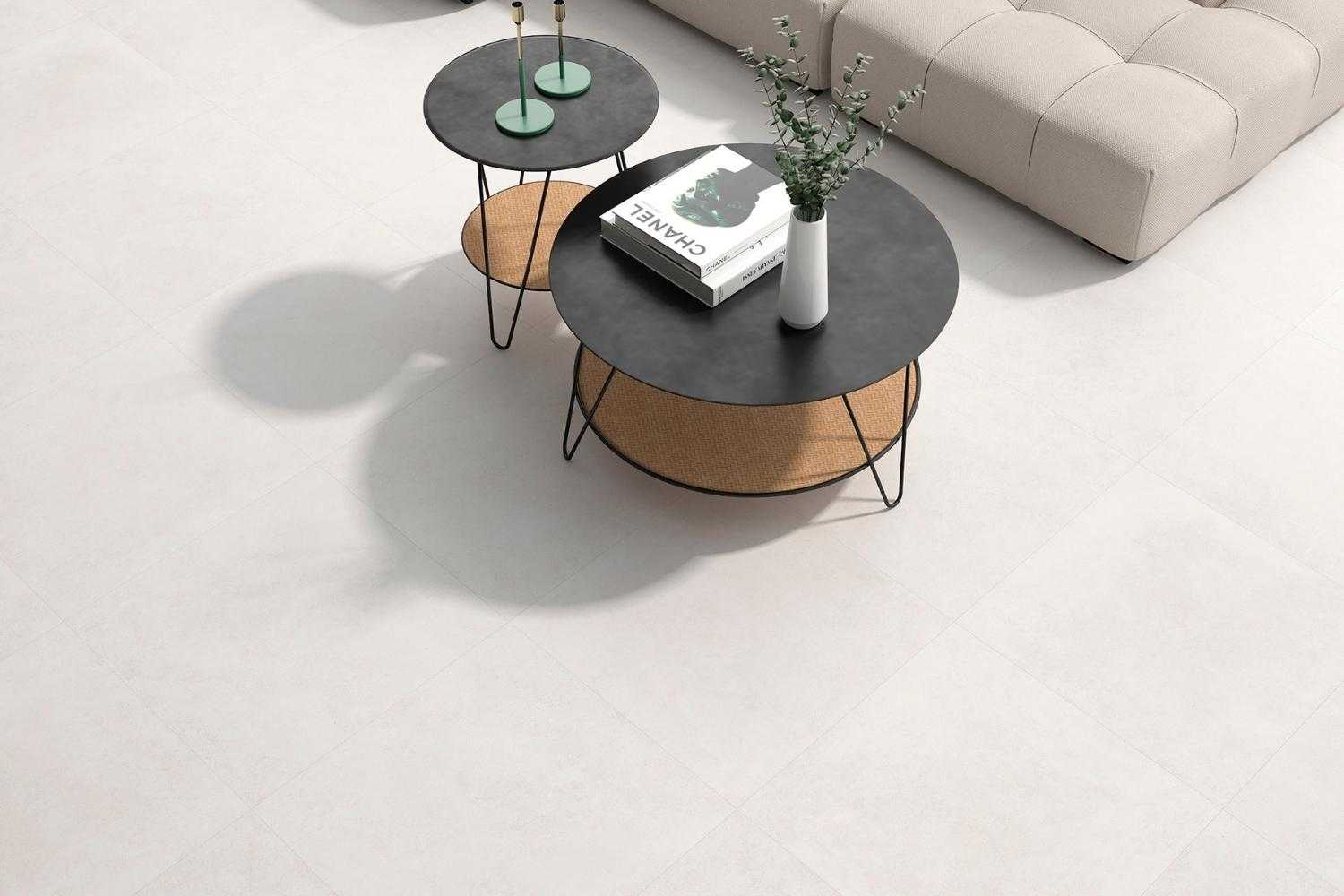 Terrassenplatte Natursteinoptik weiß 90 x 90 cm "Portland Blanco" Feinsteinzeug 2 cm 