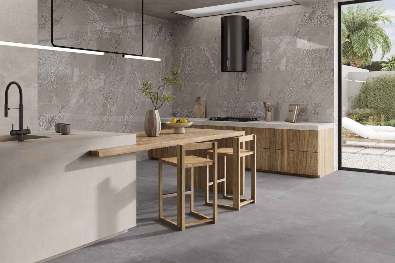 Fliese Metalloptik grau matt 60x120cm "Planet Grey" Feinsteinzeug rektifiziert - mit fühlbarer 3D-Struktur