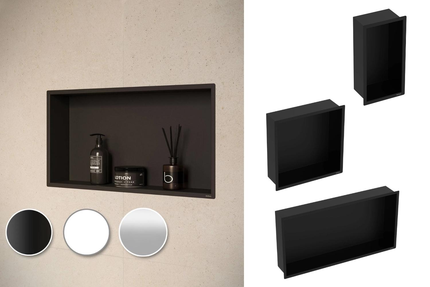 Dural Duschnische Edelstahl "DURANICHE pro" schwarz matt pulverbeschichtet  - 30 × 30 × 10 cm