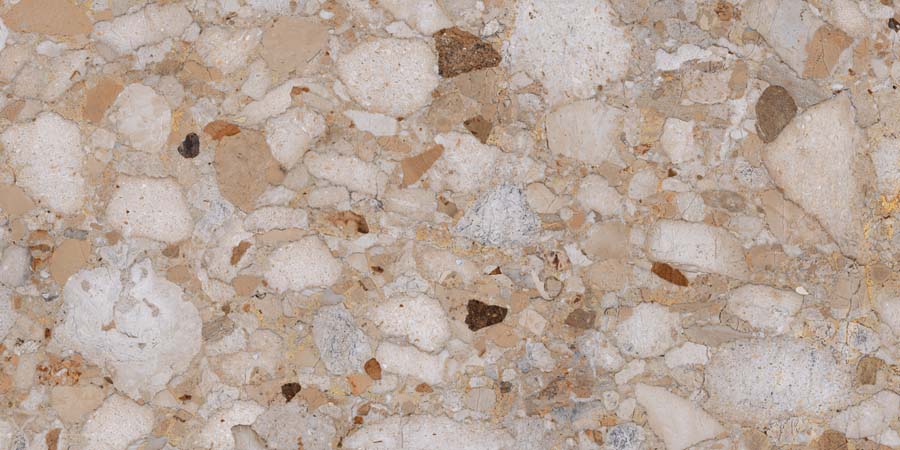 Fliese Terrazzo-Steinoptik beige glänzend 60x120 cm "Veni Gold" rektifiziert