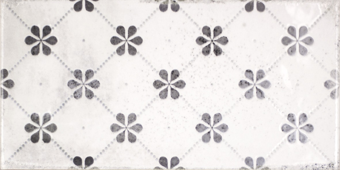 Dekorfliese Mix mediterran Retro Vintage grau glänzend Vita Nebbia Decor Mix Fabresa