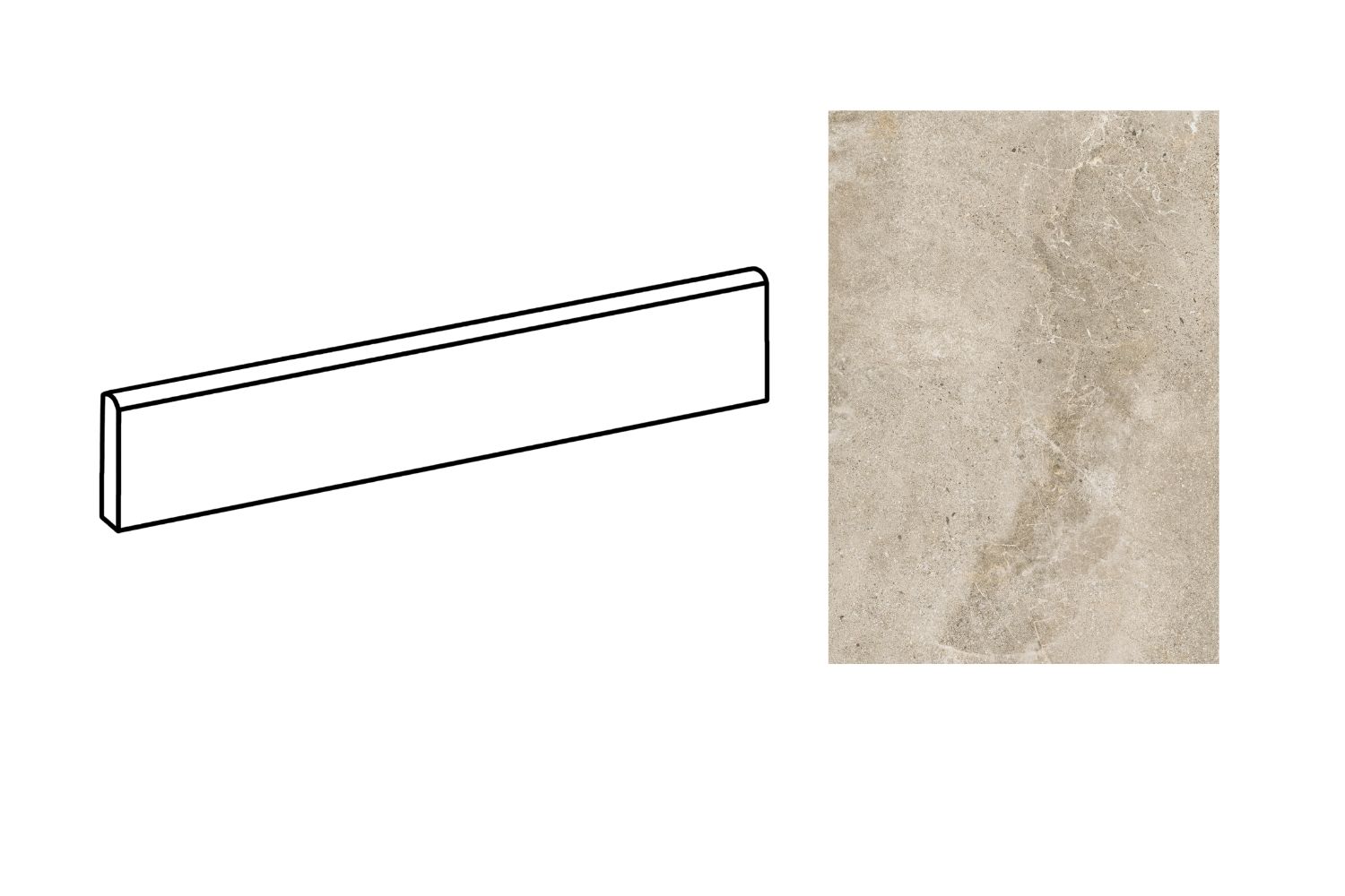 Fliesensockel Steinoptik 10x80 cm "Dome Nut" beige