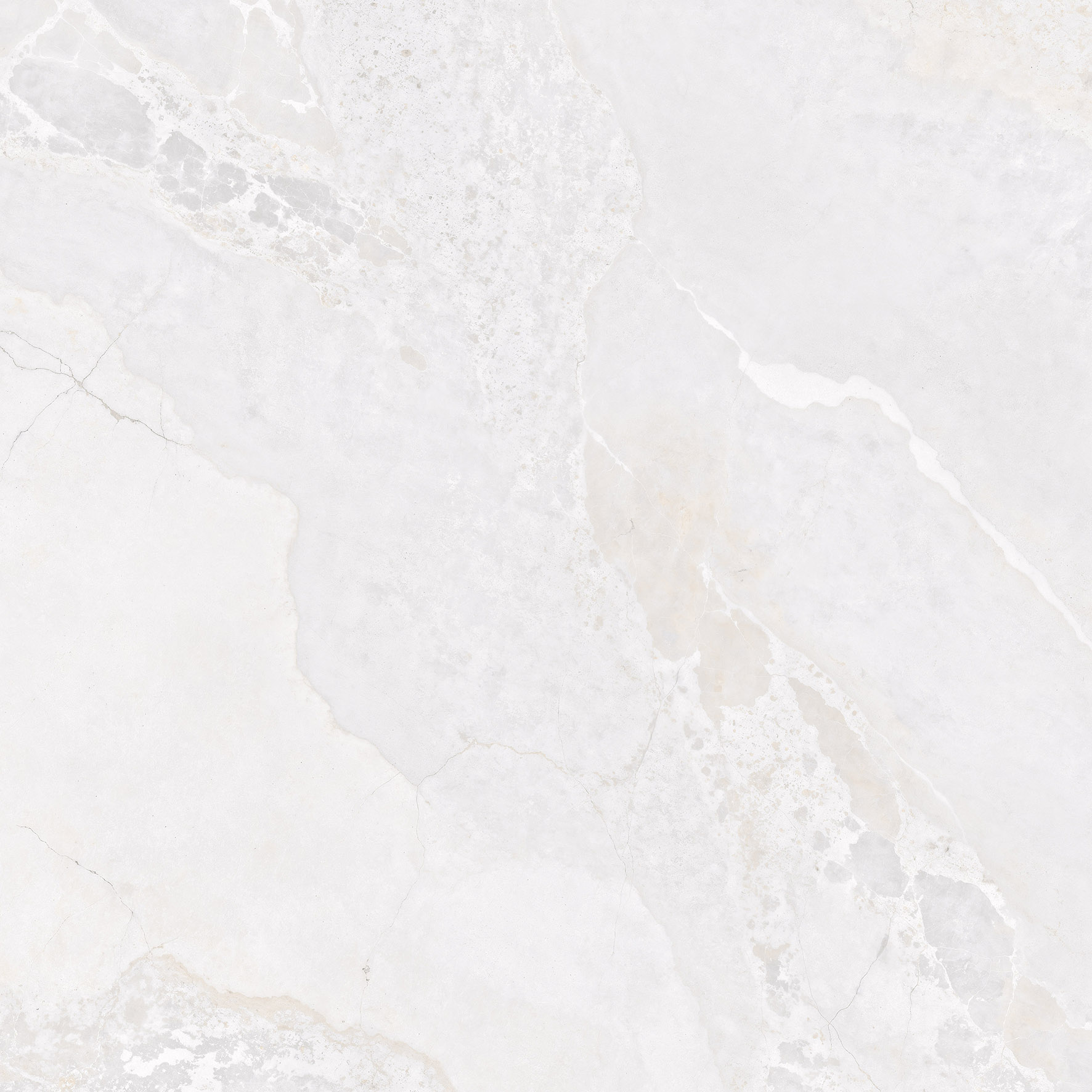 Fliese Metalloptik weiß glänzend 90 x 90cm  "Planet White" Feinsteinzeug rektifiziert