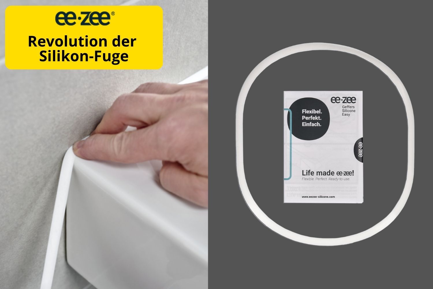 eezee Silikonfugenring 1100 mm weiß  – Für Waschbecken & WC
