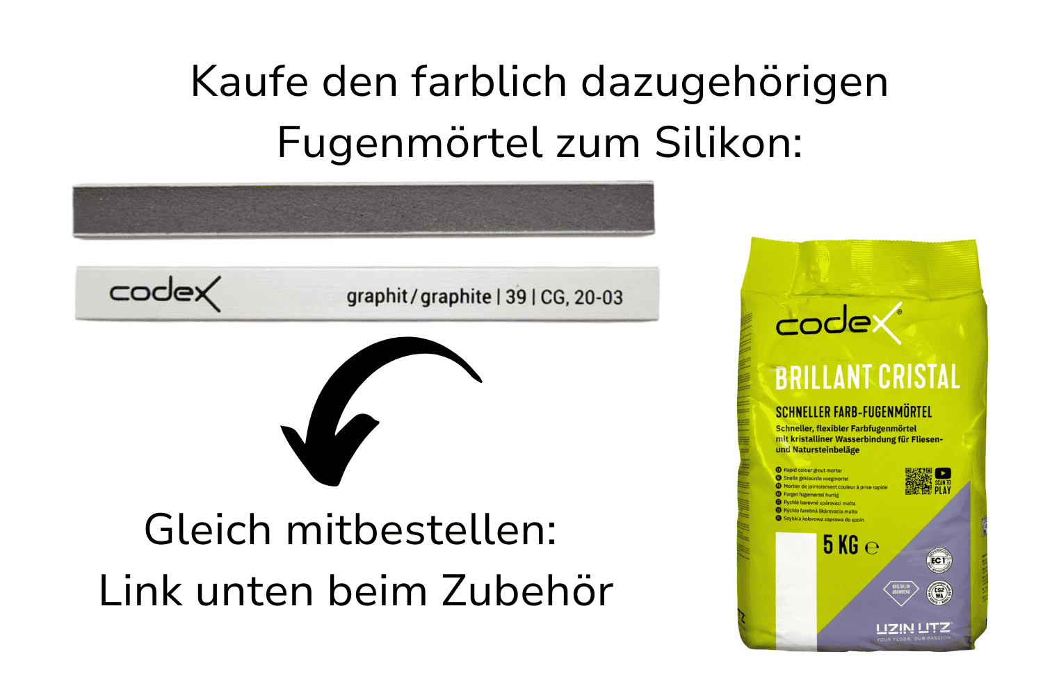 Silikon für Fugen "Codex SG 10" graphit | Silikonfugen für Fliesen in Bad & Küche 0,31 L